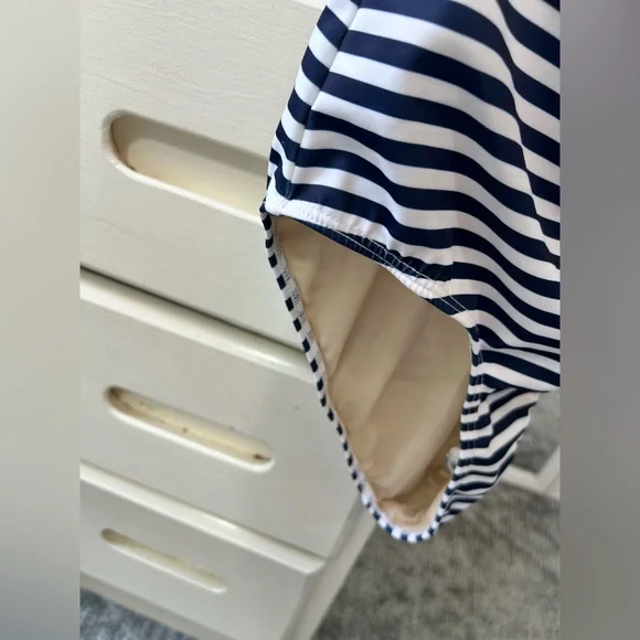 Albion The Wave Pana Stripe Ruffle Bow Tie Shoulder One Piece Swimsuit☀️ - Picture 5 of 12